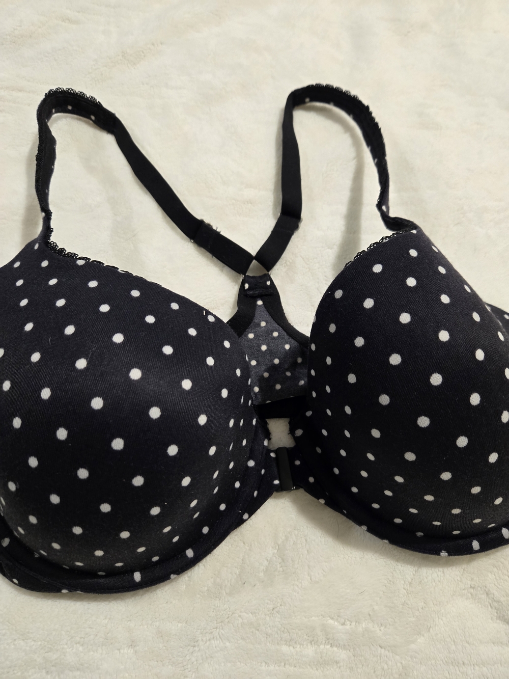 Victoria's Secret Black with White Polka Dot Racerback Bra